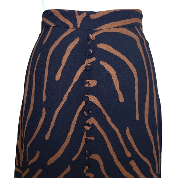 Mango MNG | Women's Black Rust Animal Print Button Front Midi Skirt - Sz S - Picture 6 of 8